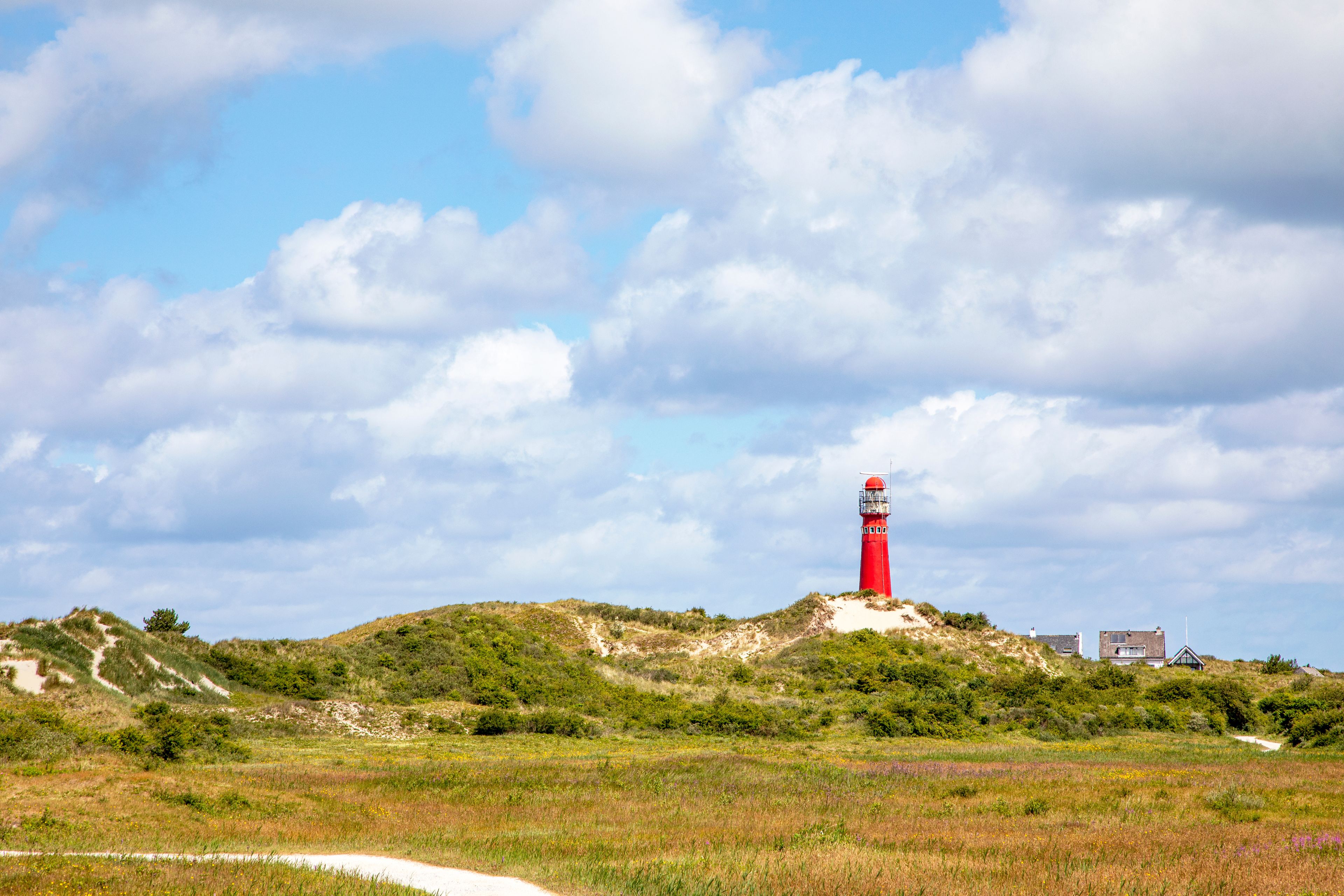 The north tower, lighthouse on the Nord Sea side at the wadden island Schiermonnikoog in the Netherlands