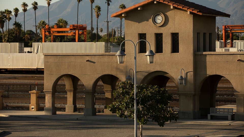 Afternoon view of the historic 1918 downtown train station of San Bernardino, California, USA.