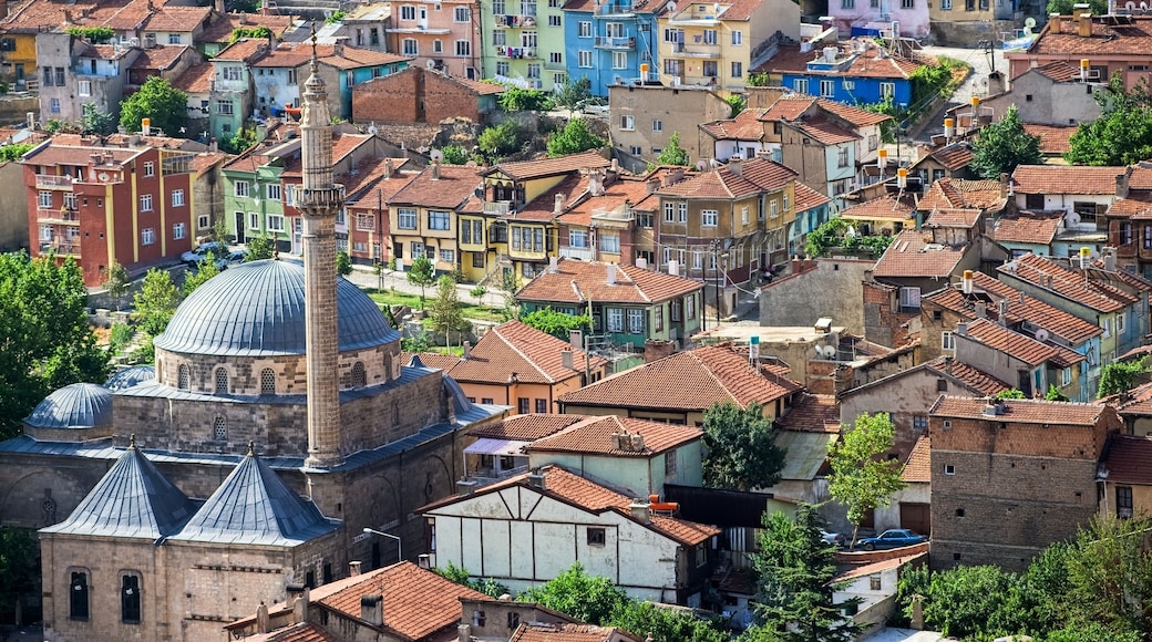 Panoramic aerial view of an old oriental city of Afyon, Turkey