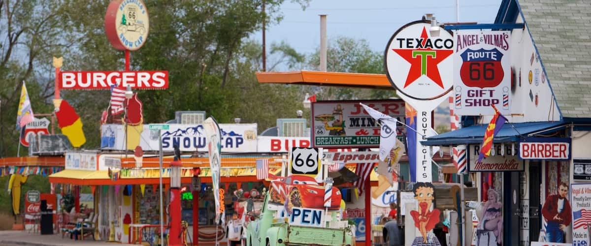 Seligman featuring street scenes and signage