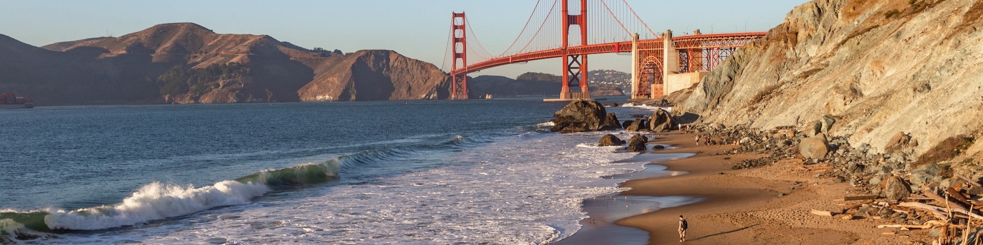San Francisco featuring a beach, a bridge and general coastal views