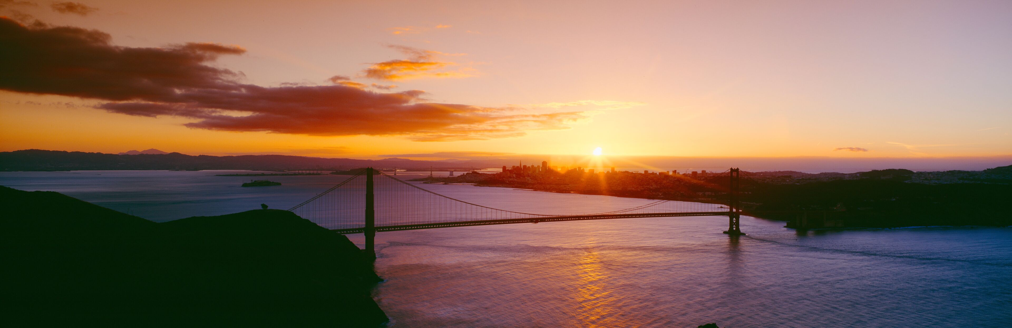 Golden Gate & San Francisco from Marin Headlands, Sunset, California