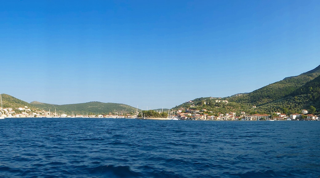 August 7th, 2018. Panoramic view of Vathi or Vathy or Port Vathi is the capital and main harbour of the island of Ithaca in the Ionian Sea of Greece.