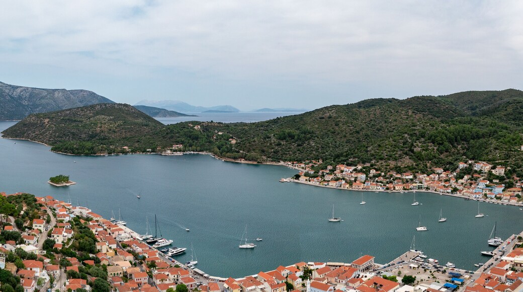 Aerial view of Vathi on the island of Ithaca