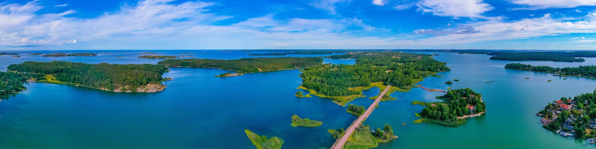 Panorama view of a landscape near Järsö at Aland archipelago in Finland