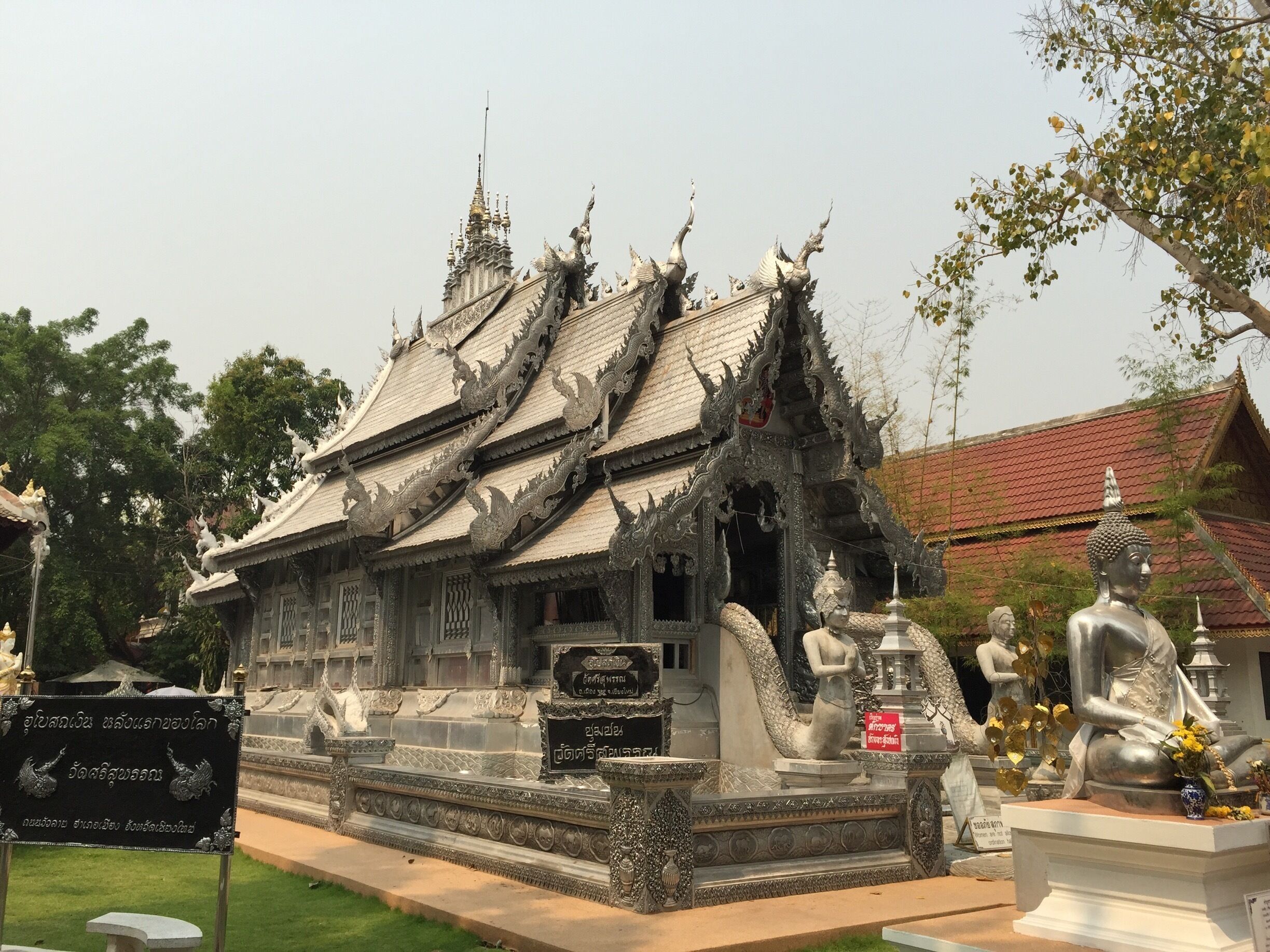 Silver wat. So much work. All done by hand. This is for the ordination of the monk. Men only can enter!  