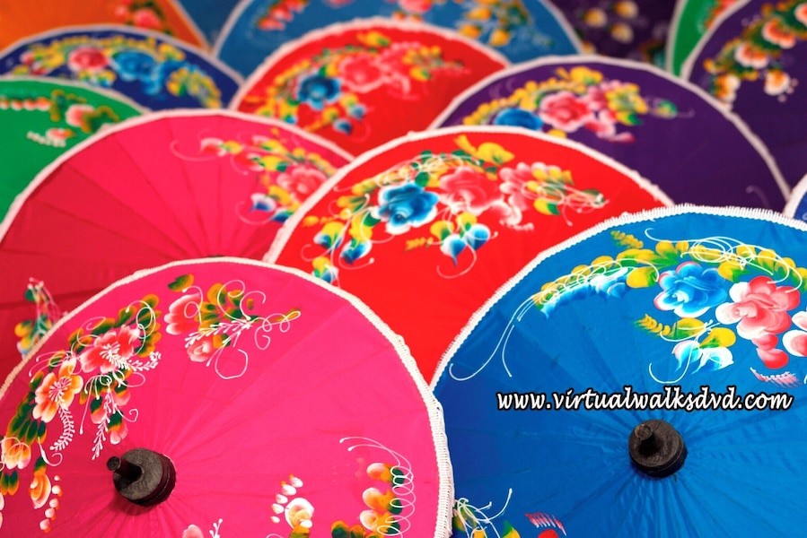 #Colorful handicrafted umbrellas in Bo Sang Handicraft Centre Thailand
To #VirtualWalk on Thailand watch our Virtual Walks - Thailand Beaches http://bit.ly/VwThailandBeachesDvD Virtual Walks - Thailand Beaches & Island http://bit.ly/VwThailandIslandBeachesDvD