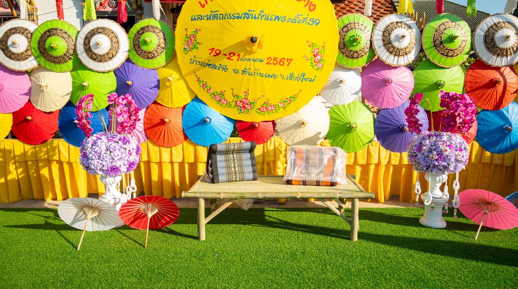 Colorful handmade umbrella decoration festival allows tourists to visit Bo Sang umbrellas and San Kamphaeng handicrafts in chiang mai thailand
