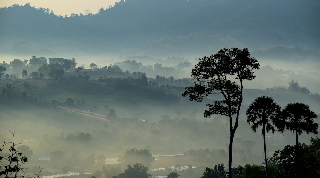 Beautiful landscape of mountain misty morning sunrise is the travel destination and famous place at Khao Kho district, Phetchabun province, Thailand. Relaxation with the natural