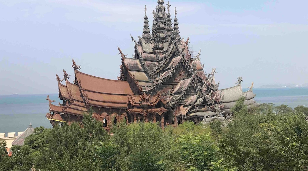 The Sanctuary of Truth in Pattaya, Thailand, constructed completely from wood carvings.