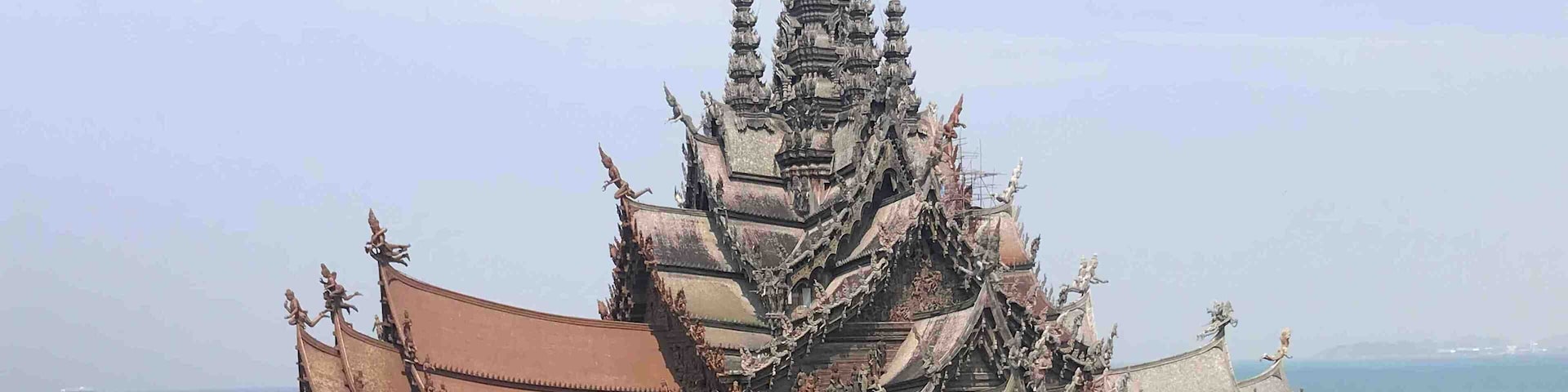 The Sanctuary of Truth in Pattaya, Thailand, constructed completely from wood carvings.