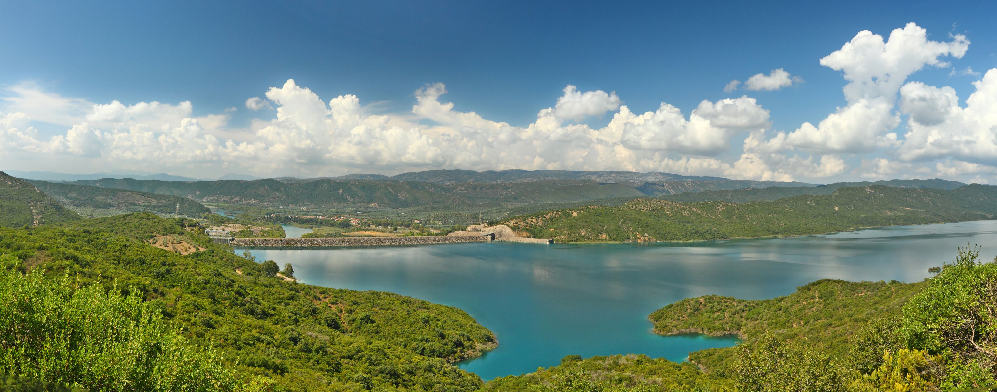 View of the artificial lake of Kastraki, near Agrinio city, in central Greece.