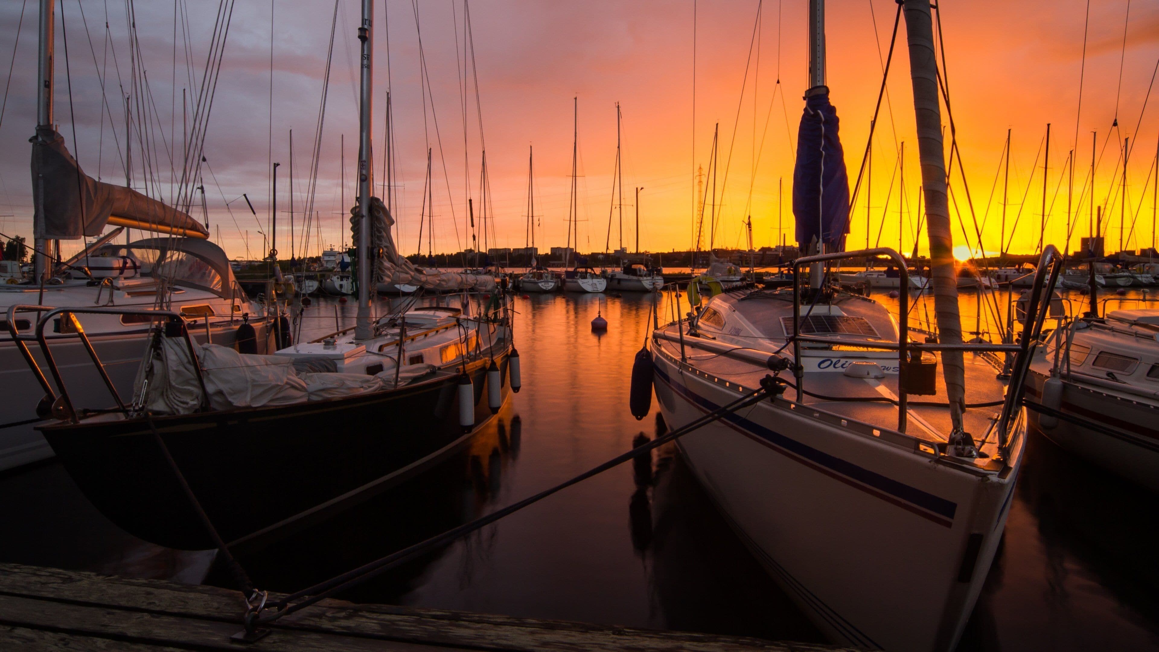 Vaasa which includes a marina and a sunset