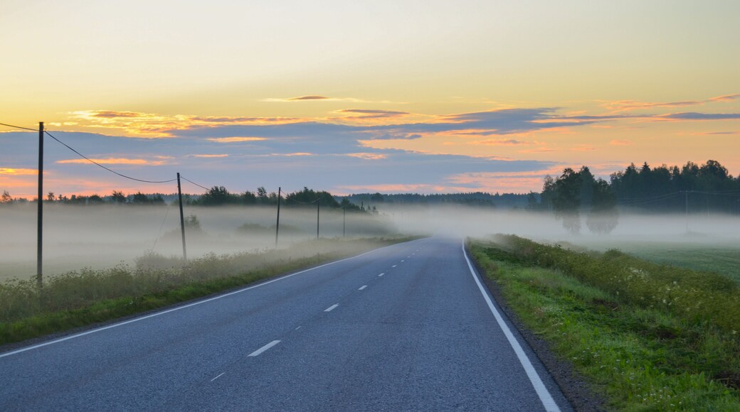 Sunrise in the countryside in Ostrobothnia region in Central Finland