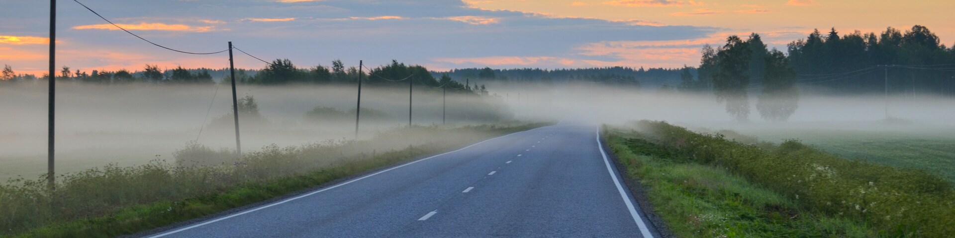 Sunrise in the countryside in Ostrobothnia region in Central Finland