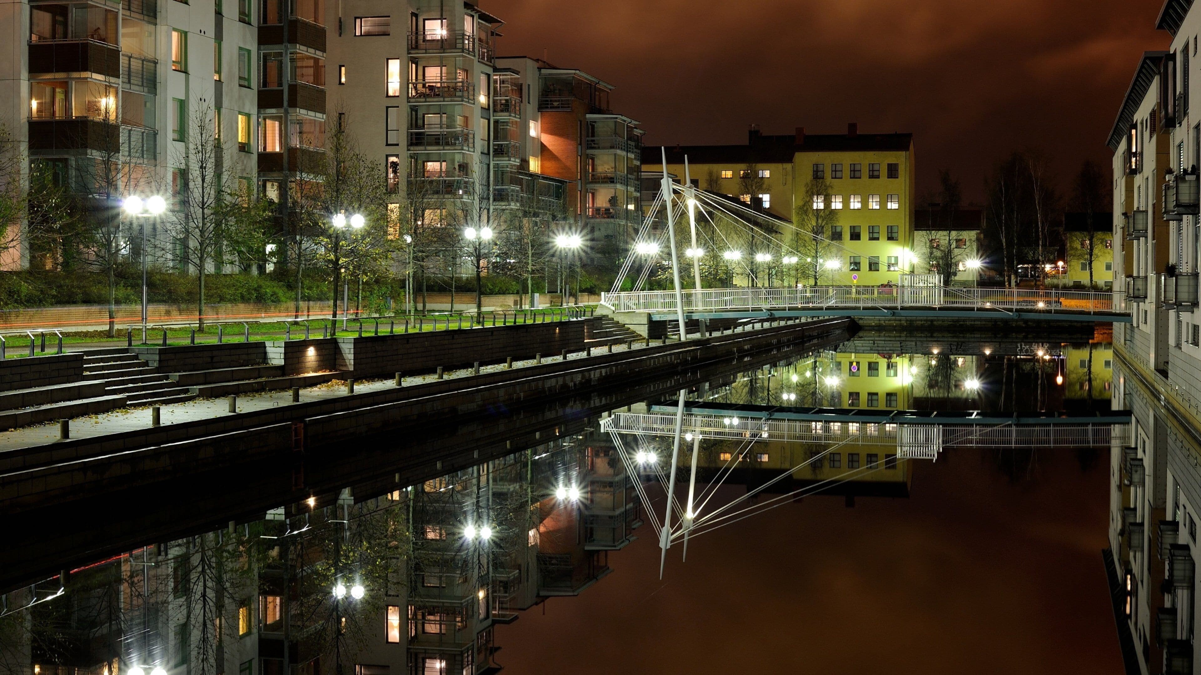 Oulu showing a bridge, a river or creek and a city