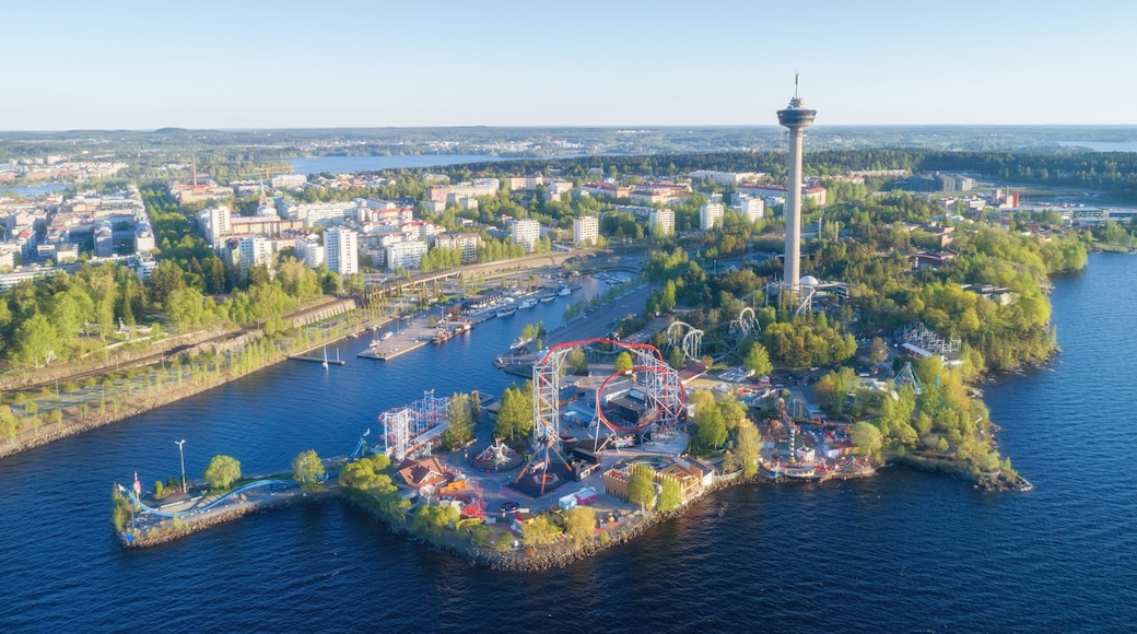 Top view of the Tampere city on the lakehore