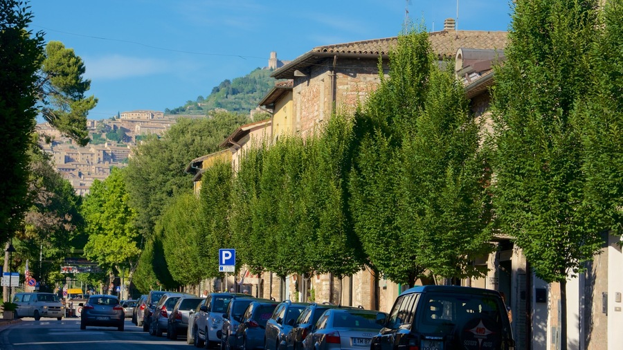 Santa Maria degli Angeli showing a small town or village and street scenes
