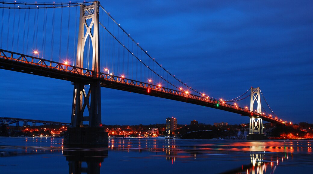 The Mid Hudson Bridge Spans the Hudson River near Poughkeepsie,New York