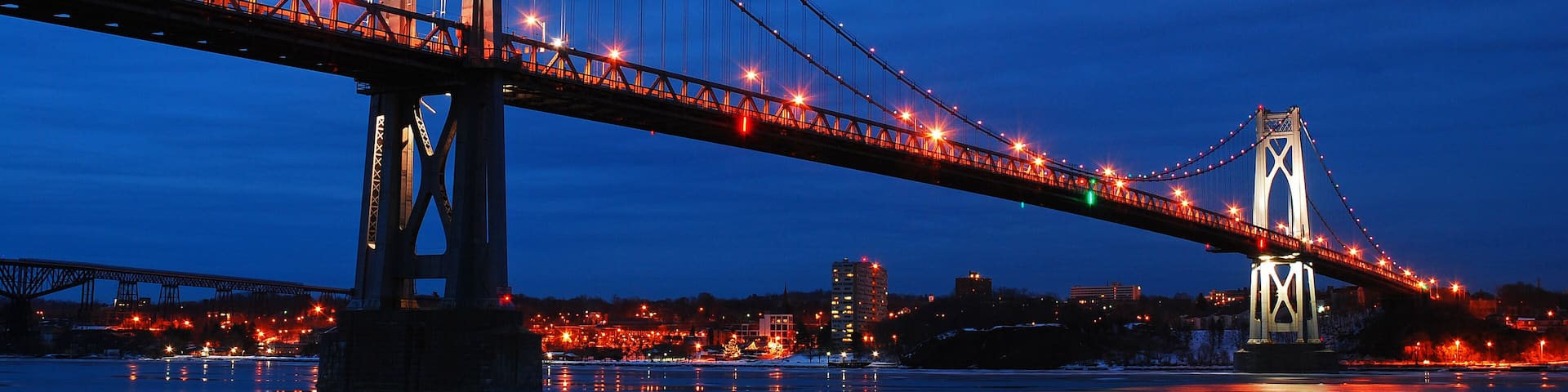 The Mid Hudson Bridge Spans the Hudson River near Poughkeepsie,New York