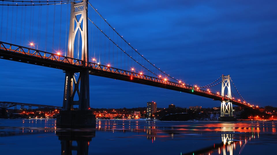 The Mid Hudson Bridge Spans the Hudson River near Poughkeepsie,New York
