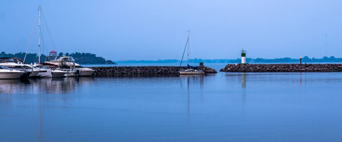 boats in the harbour in Kingston