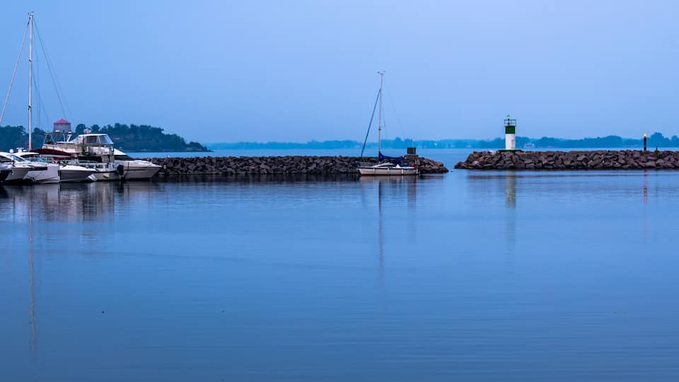 boats in the harbour in Kingston