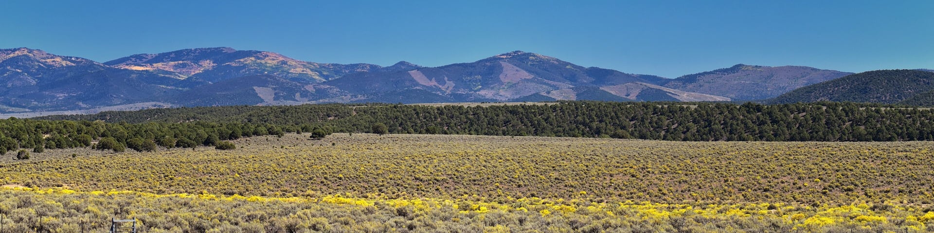 Utah Rocky Mountain Wasatch Panoramic Landscapes by Fishlake National Forest, along Interstate 15 I-15, through Holden, Fillmore, Beaver, Scipio and Parowan Utah, USA.