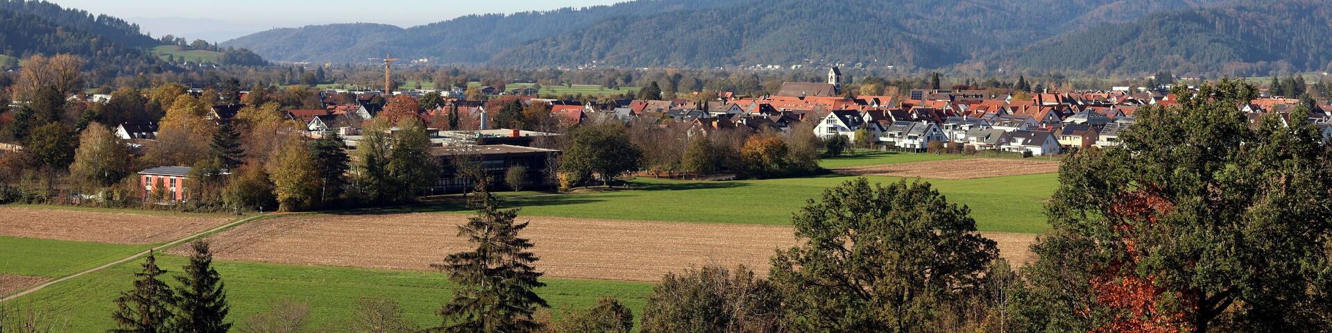 Blick auf Kirchzarten im Herbst
