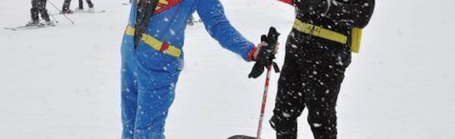 Alex and I decided to dress up as super heroes to brave the #snow storm at Canyon's Resort. The kids absolutely loved it!