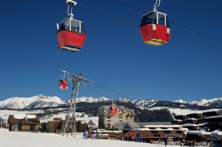Cable cars at Big Sky ski resort, Montana