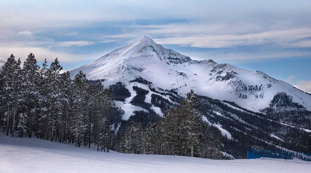 Light hits Lone Peak at Big Sky