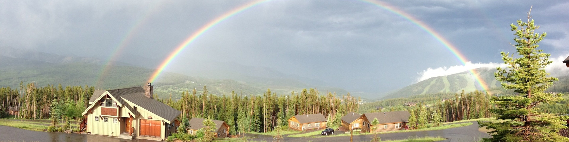 rainbow in Big Sky Montana. View from the cabins at the ski resort.