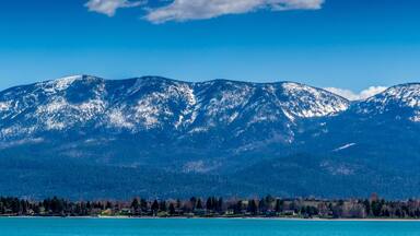 Piers at the edge of town on Flathead Lake, Polson, Montana, United States