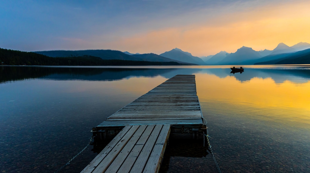 Floating Pier Extending Onto Lake McDonald at Apgar, Glacier National Park, Montana, USA
