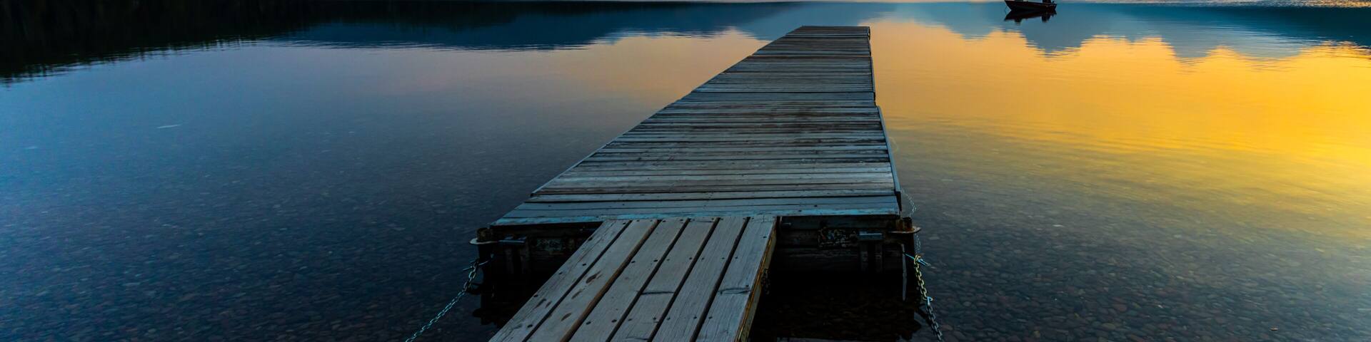 Floating Pier Extending Onto Lake McDonald at Apgar, Glacier National Park, Montana, USA