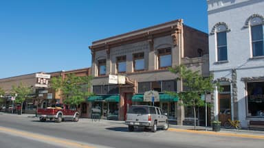 ECMN0Y Hamilton Montana downtown shops on Main Street Western USA village