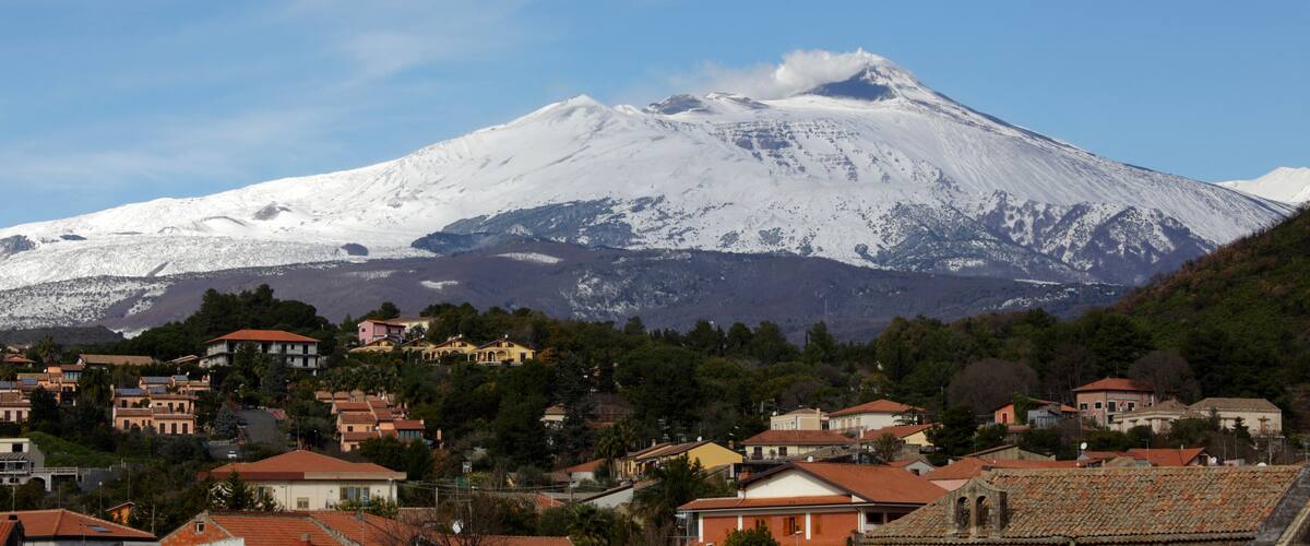 The volcano Etna seen from Viagrande, Sicily, Italy
