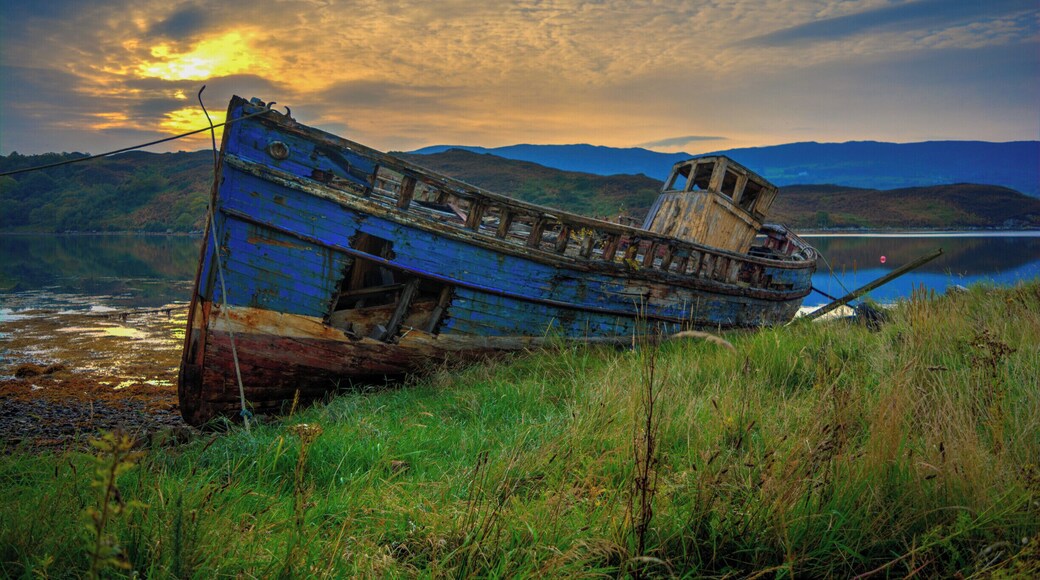 The Mary Buchan. A wrecked fishing boat on the bank's of Mulroy Bay. Donegal, Ireland.
