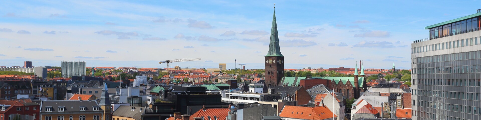 Aarhus Domkirke Sct. Clemens Kirke cathedral dates from 1190. The tower is 96 meters high.