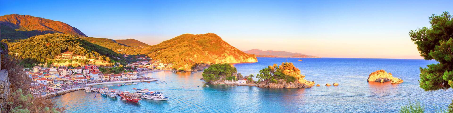 Panoramic view of scenic Parga city, Greece