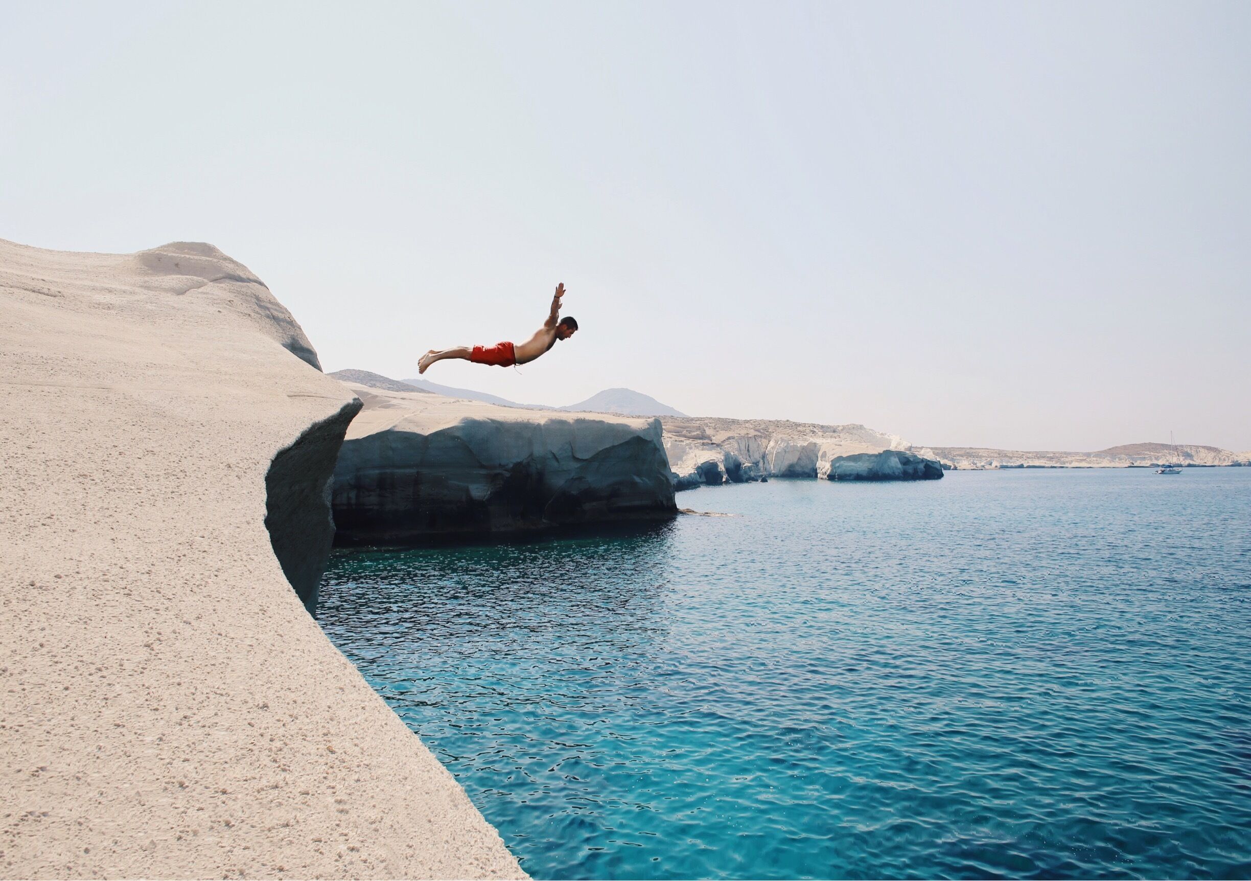 Sarakiniko beach on the north shore of the island of Milos. The white rocks here are often compared to the lunar surface of the moon. Definitely worth the day trip to one of the most beautiful beaches in the Aegean.  