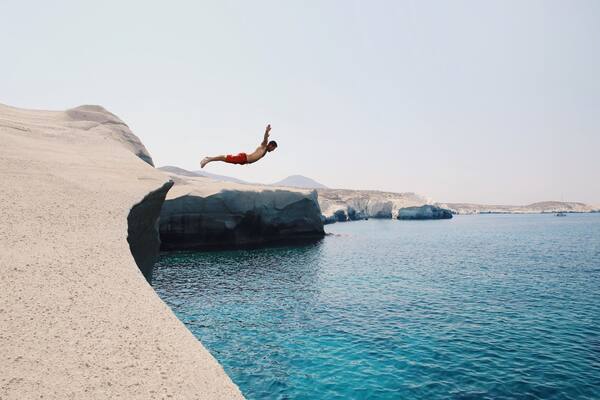 Sarakiniko beach on the north shore of the island of Milos. The white rocks here are often compared to the lunar surface of the moon. Definitely worth the day trip to one of the most beautiful beaches in the Aegean.