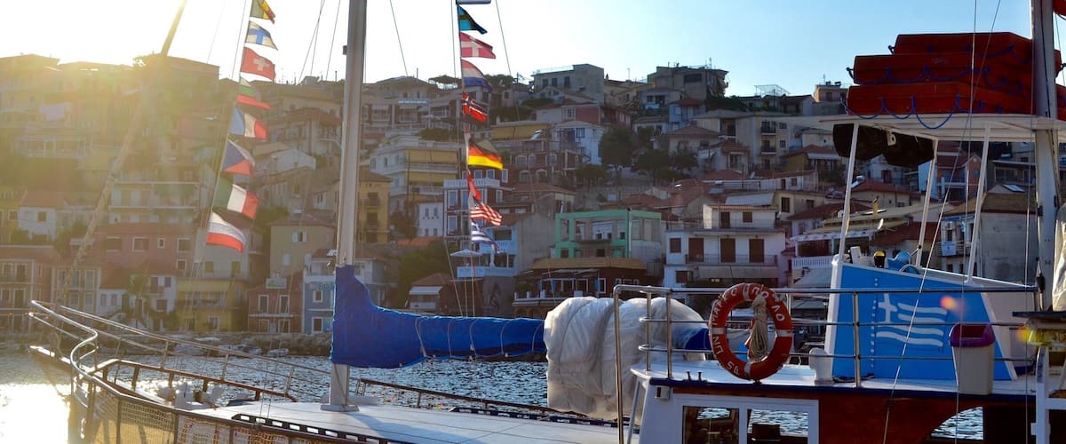 The port of Parga, Greece. Needed to take a small car to get to a nearby city and then a taxi boat in order to get here. Still SO worth it.