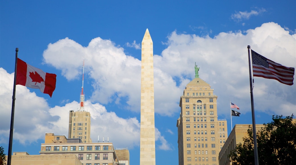 Niagarafälle, im Westen von New York das einen Monument, Beschilderung und historische Architektur