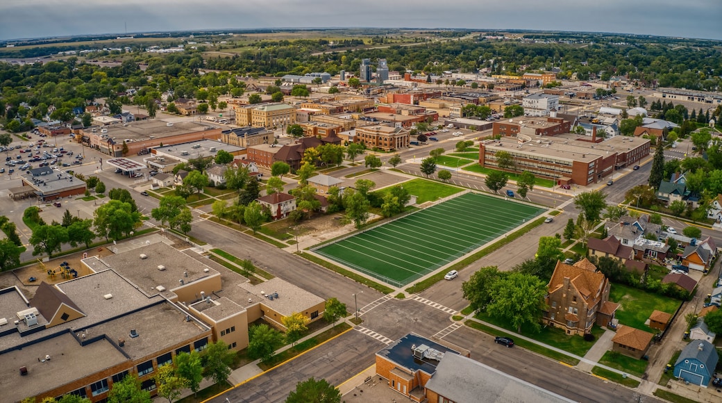 Aerial View of Jamestown, North Dakota along Interstate 94