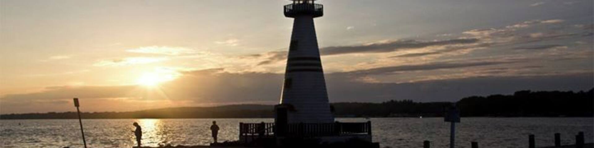 Sunset on Chautauqua Lake. A ride on the Summer Wind or fish from the shore is a great way to spend the afternoon. Celeron is also the birth town of Lucy Ball.