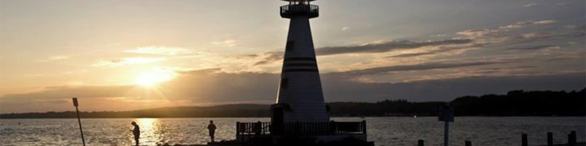 Sunset on Chautauqua Lake. A ride on the Summer Wind or fish from the shore is a great way to spend the afternoon. Celeron is also the birth town of Lucy Ball.