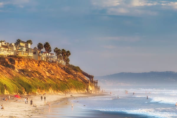 Taken from the rock jetty at Ponto Beach in Carlsbad CA. in the distance is the coast of North County.