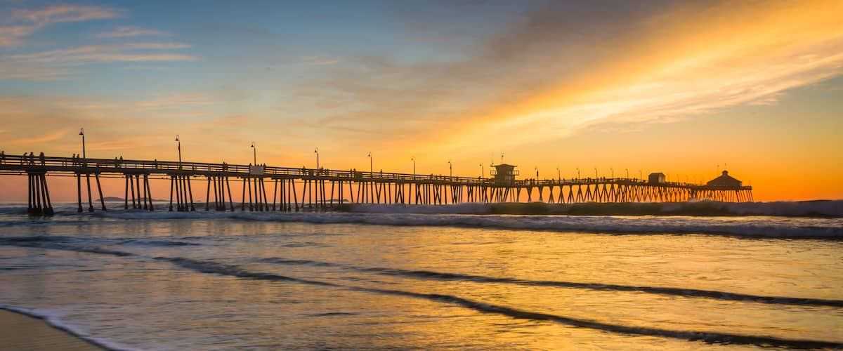 Waves in the Pacific Ocean and the fishing pier at sunset, in Imperial Beach, California.; Shutterstock ID 254142166